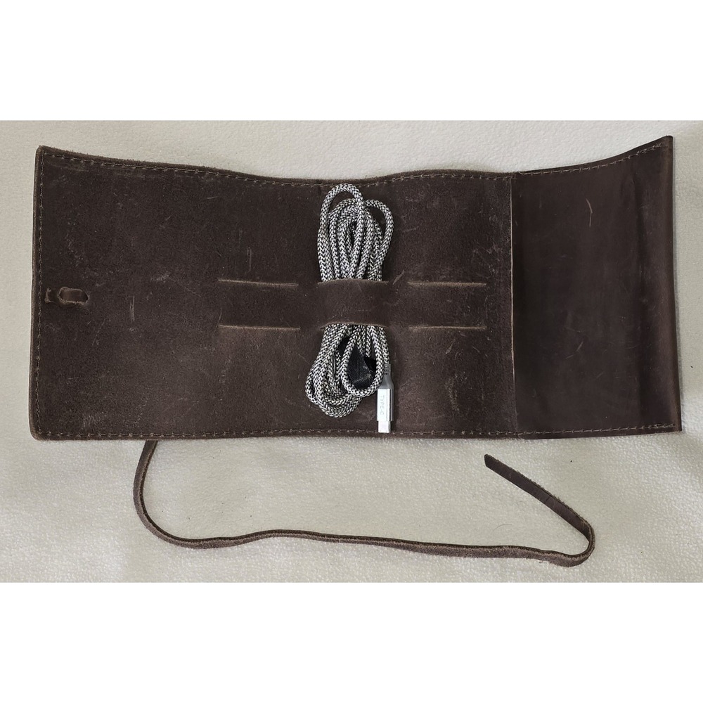RUSTICO Touchmark Sidekick‎ Dark Brown Leather Cord Wrap Charger Adapter 6x14" - Picture 3 of 7